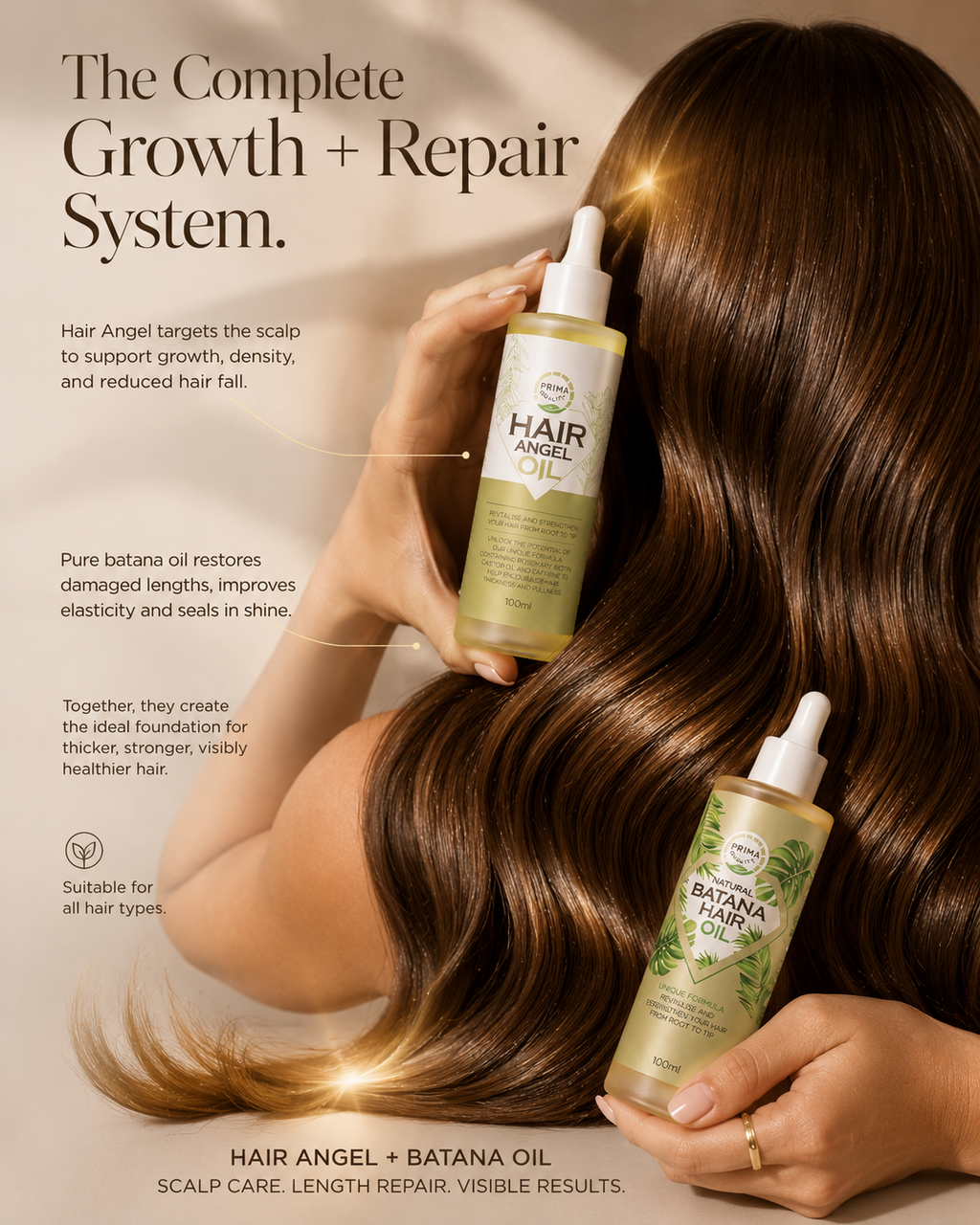 Prima Qualitas Natural hair growth oil and batana oil treatment set  for hair repair