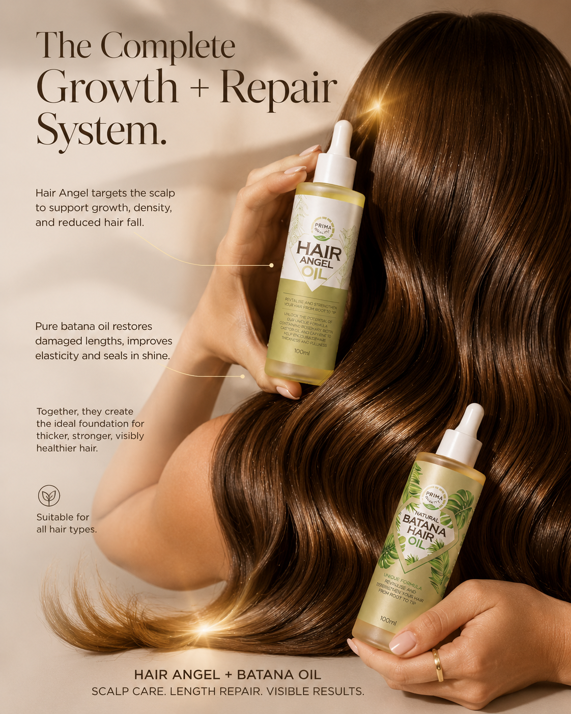 Prima Qualitas Natural hair growth oil and batana oil treatment set  for hair repair