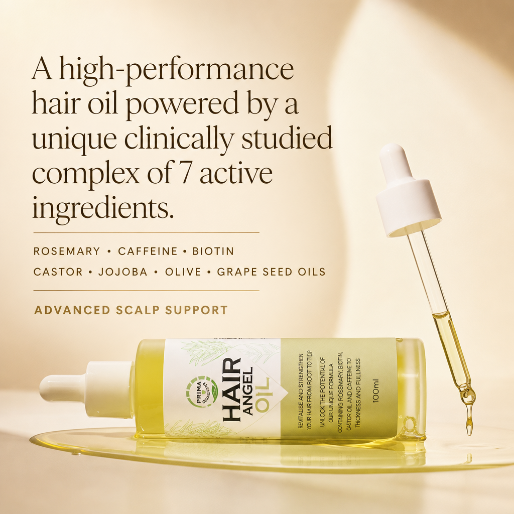 Prima Qualitas Hair Angel high performance hair oil with biotin, astor, caffeine